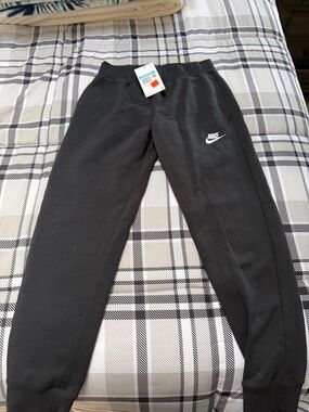 Nike Black Sweatpants with White Swoosh - Kids